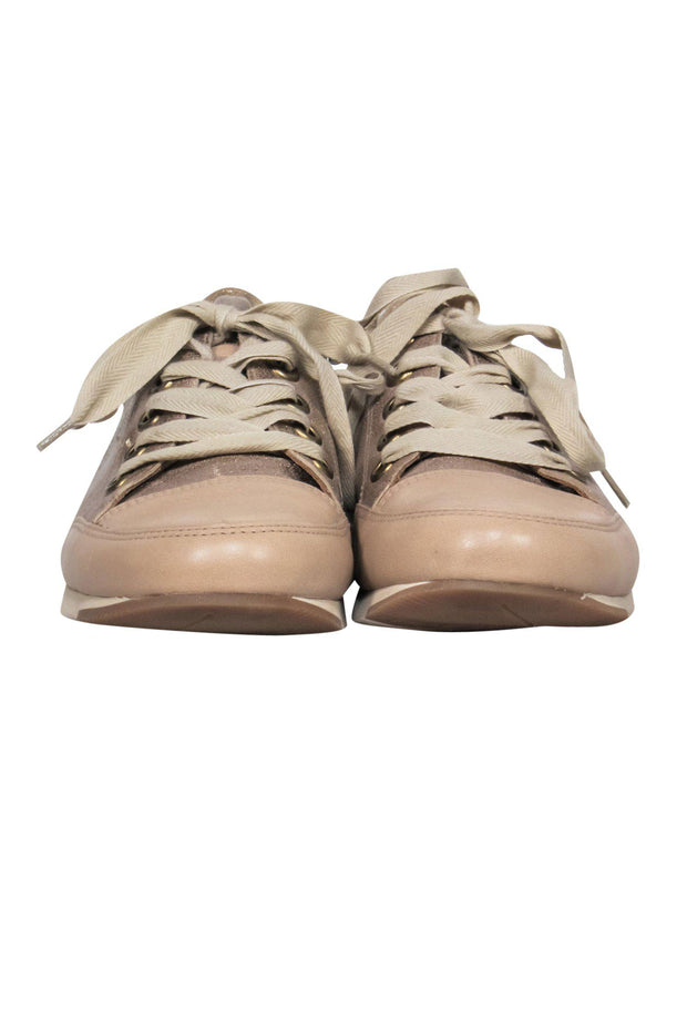 Current Boutique-Paul Green - Beige Metallic Lace-Up Sneakers Sz 7
