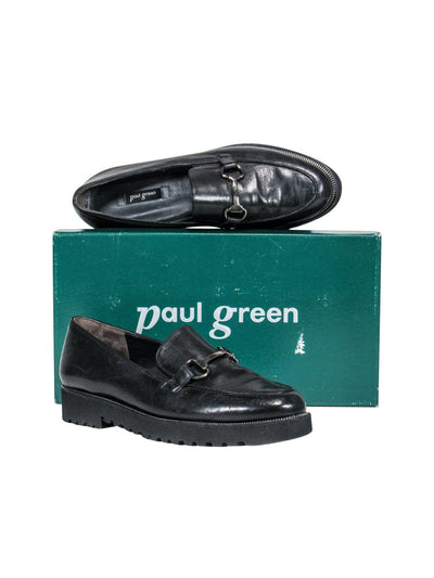 Current Boutique-Paul Green - Black Leather Loafers w/ Horsebit Sz 10