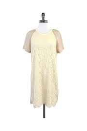 Current Boutique-Paul & Joe - Nude Lace Silk Short Sleeve Dress Sz 6