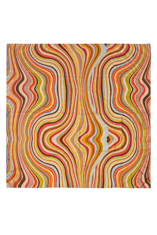 Current Boutique-Paul Smith - Mod Multicolor Striped Wavy Print Silk Scarf