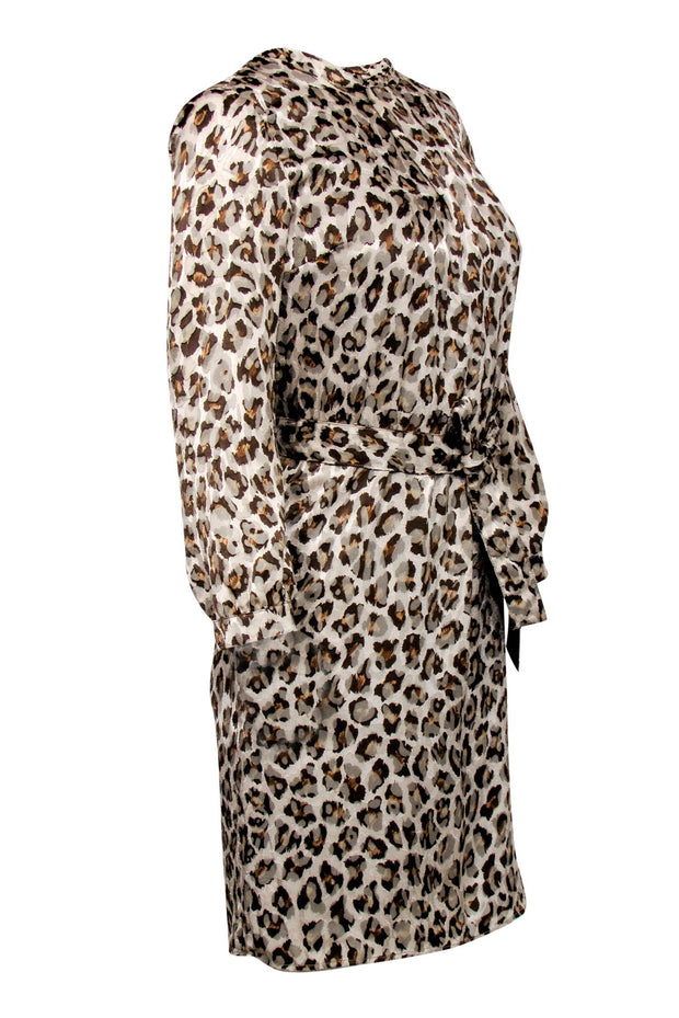 Current Boutique-Paul Stuart - Leopard Print Silky Shift Dress w/ Belt Sz 4