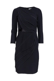 Current Boutique-Paule Ka - Black Pleated Ruffle Long-Sleeved Dress Sz 6