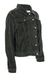 Current Boutique-Per Se - Forest Green Corduroy Button Front Jacket w/ Breast Pockets Sz L