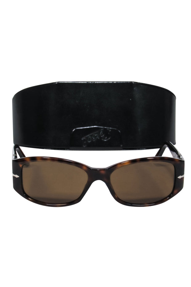 Current Boutique-Persol - Brown Tortoise Shell Polarized Square Sunglasses