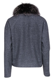 Current Boutique-Peserico - Grey Cropped Jacket w/ Grey Fox Fur Collar Sz 4