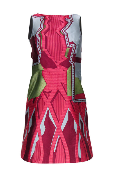 Current Boutique-Peter Pilotto - Asymmetrical Aztec Print Fit & Flare Dress Sz 2