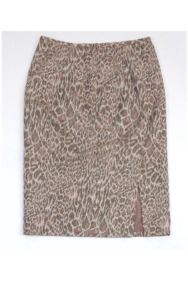 Current Boutique-Peter Som - Abstract Leopard Print Cotton Blend Pencil Skirt Sz 6