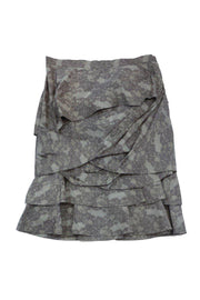 Current Boutique-Peter Som - Grey & Taupe Twisted Ruffle Skirt Sz 8