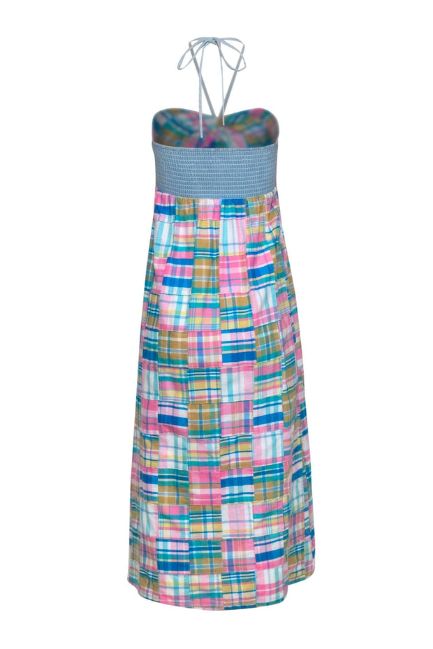 Current Boutique-Petersyn - Multicolor Plaid Patchwork Halter Cotton Maxi Dress Sz XS