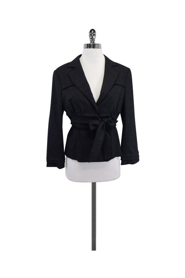 Current Boutique-Philosophy di Alberta Ferretti - Dark Grey Wool Bow Front Jacket Sz 6