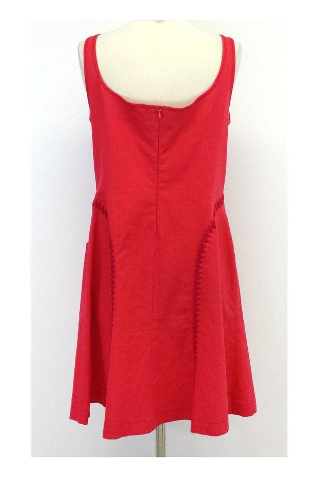 Current Boutique-Philosophy di Alberta Ferretti - Melon Pink Embroidered Cotton Dress Sz L