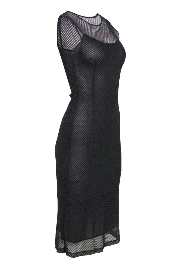 Current Boutique-Philosophy di Alberta Ferretti - Metallic Gray Ribbed Knit Tank Dress Sz 6