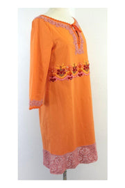 Current Boutique-Philosophy di Alberta Ferretti - Orange & Pink Embellished Tunic Dress Sz 6