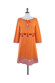 Current Boutique-Philosophy di Alberta Ferretti - Orange & Pink Embellished Tunic Dress Sz 6