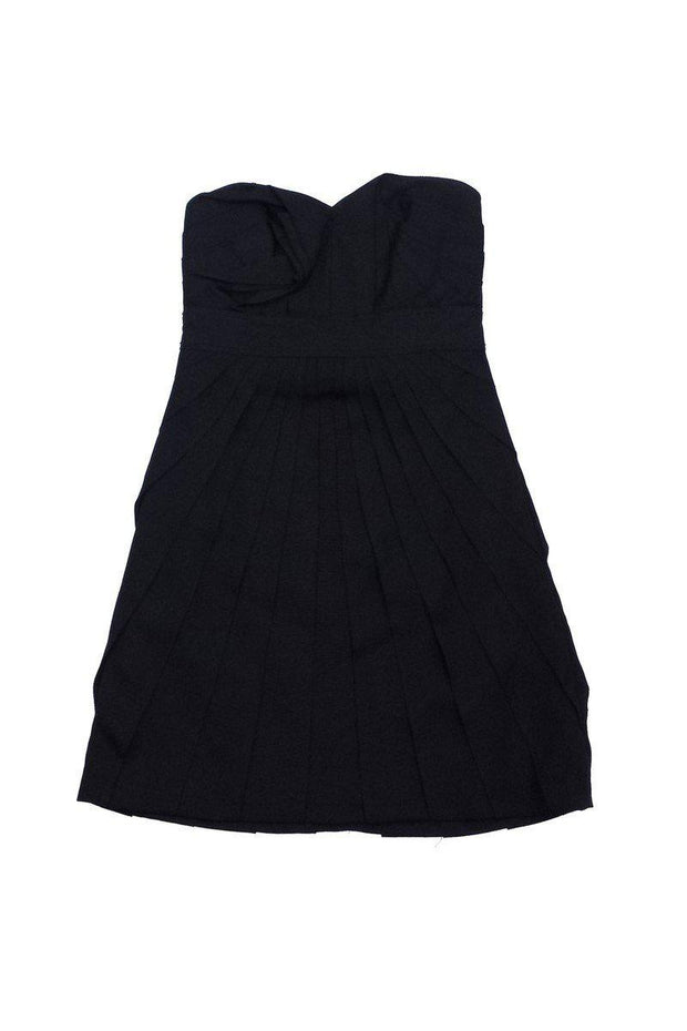 Current Boutique-Phoebe - Black Pleated Strapless Dress Sz 4