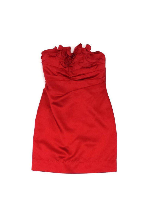 Current Boutique-Phoebe Couture - Red Ruffle Strapless Dress Sz 8