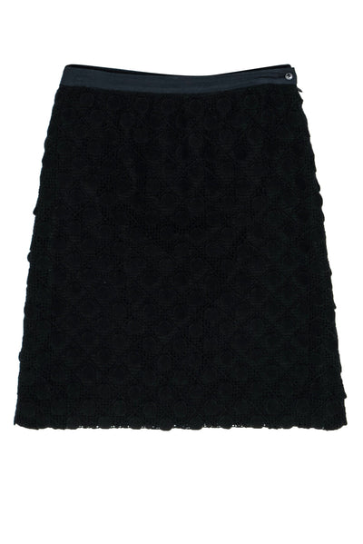 Current Boutique-Piazza Sempione - Black & Navy Cotton Eyelet Pencil Skirt w/ Polka Dots Sz 10