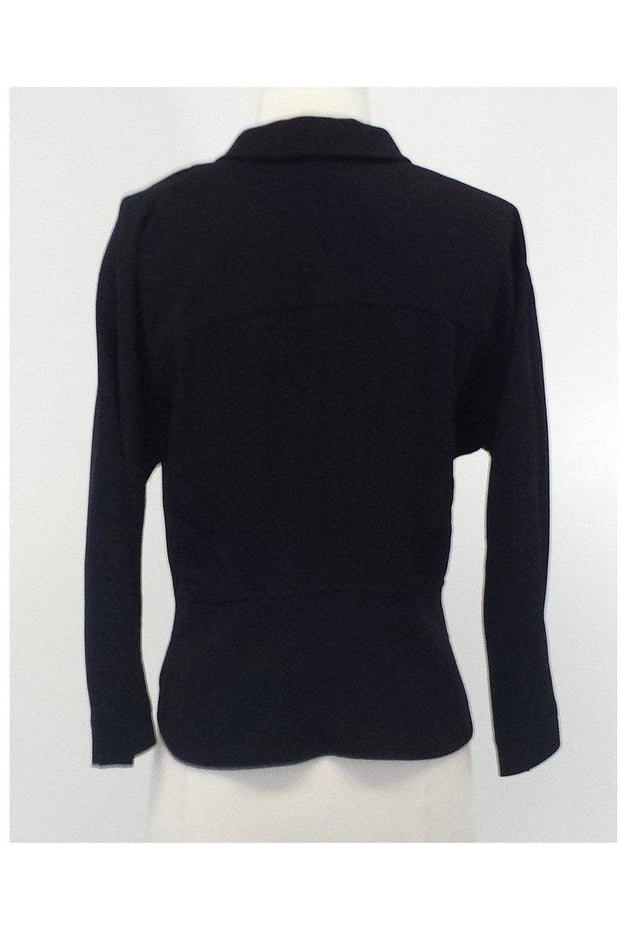 Current Boutique-Piazza Sempione - Black Wool & Silk Blend Lightweight Blazer Sz 8