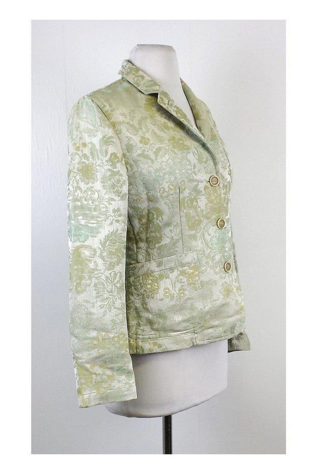 Current Boutique-Piazza Sempione - Green Baroque Print Cotton Blend Blazer Sz 6
