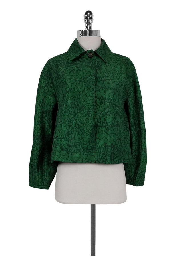 Current Boutique-Piazza Sempione - Green Cropped Patterned Jacket Sz 2