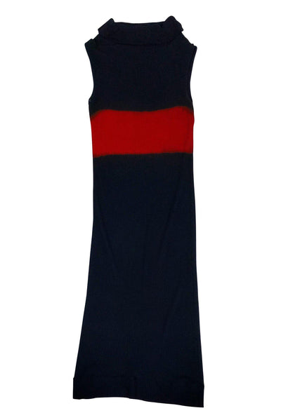 Current Boutique-Piazza Sempione - Navy Blue & Red Ribbed Dress Sz XS