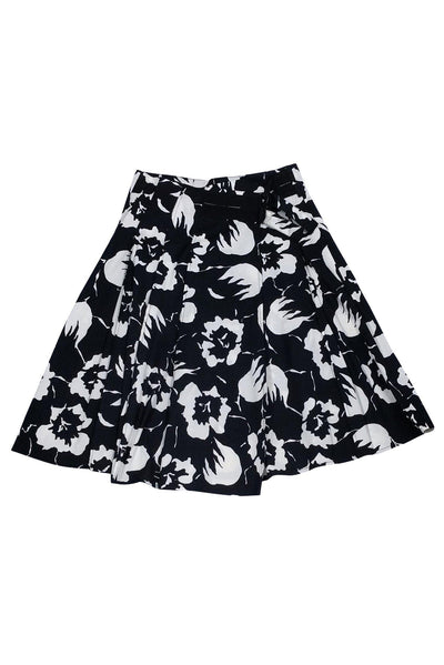 Current Boutique-Piazza Sempione - White & Black Printed Wrap Skirt Sz 2