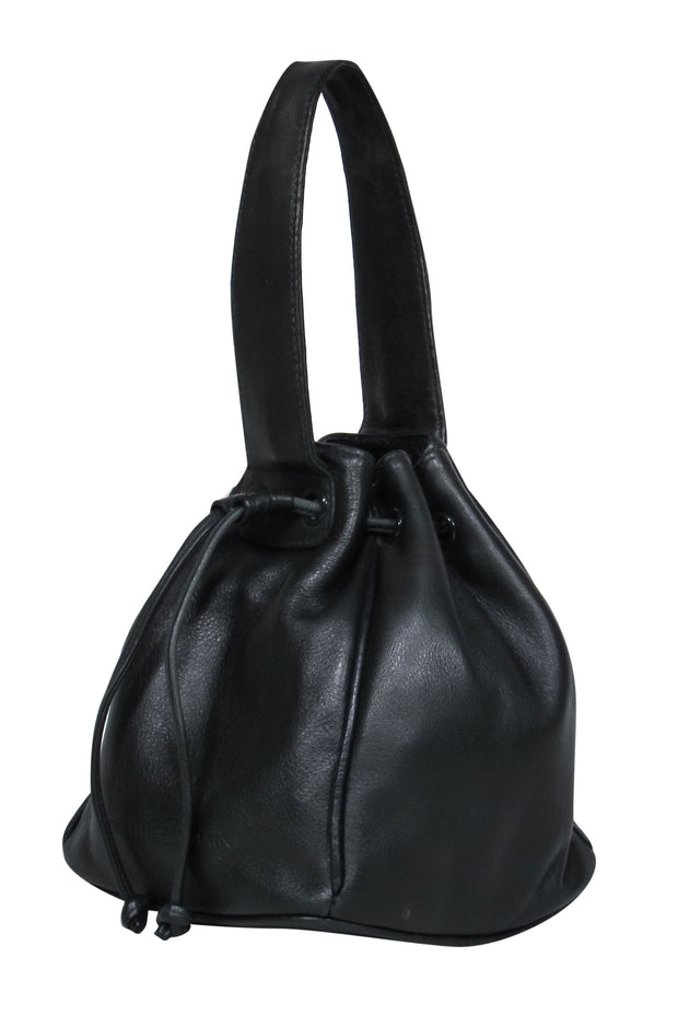 Pierre Balmain - Black Leather Mini Drawstring Bucket Handbag – Boutique