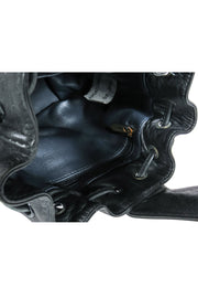 Current Boutique-Pierre Balmain - Black Leather Mini Drawstring Bucket Handbag