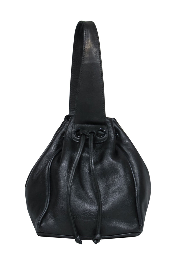 Pierre Balmain - Black Leather Mini Drawstring Bucket Handbag – Boutique