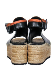 Current Boutique-Pierre Hardy - Black & Brown Leather Woven Platform Peep Toe Espadrilles Sz 6