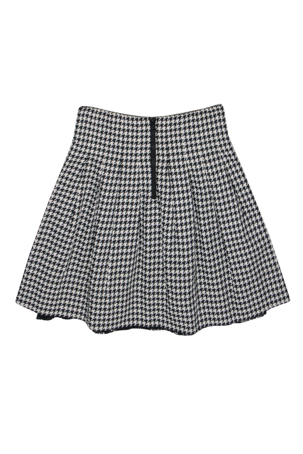 Current Boutique-Pink Tartan - Black & White Houndstooth Pleated Circle Skirt Sz 6