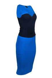 Current Boutique-Pinko - Blue Colorblocked Rib Knit Sleeveless Dress Sz M