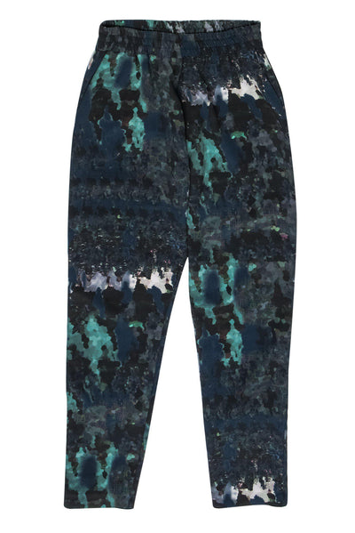 Current Boutique-Pinko - Blue & Green Watercolor Print Trousers Sz 8