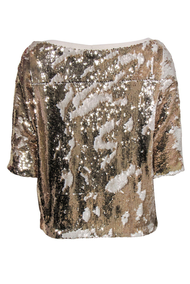 Current Boutique-Pinko - Gold Two-Way Sequined Slouchy Top Sz 4