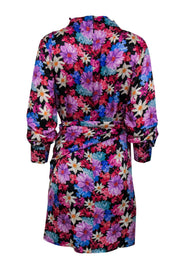 Current Boutique-Pinko - Multicolored Floral Print Long Sleeve Faux Wrap Dress Sz 10