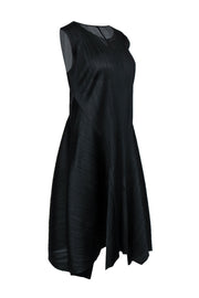 Current Boutique-Pleats Please Issey Miyake - Black Silky Pleated Sleeveless Midi Dress Sz XXL