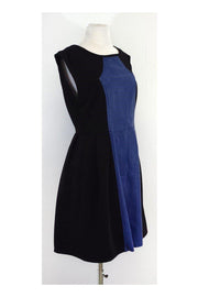 Current Boutique-Plenty by Tracy Reese - Black & Blue Leather Cap Sleeve Dress Sz 8