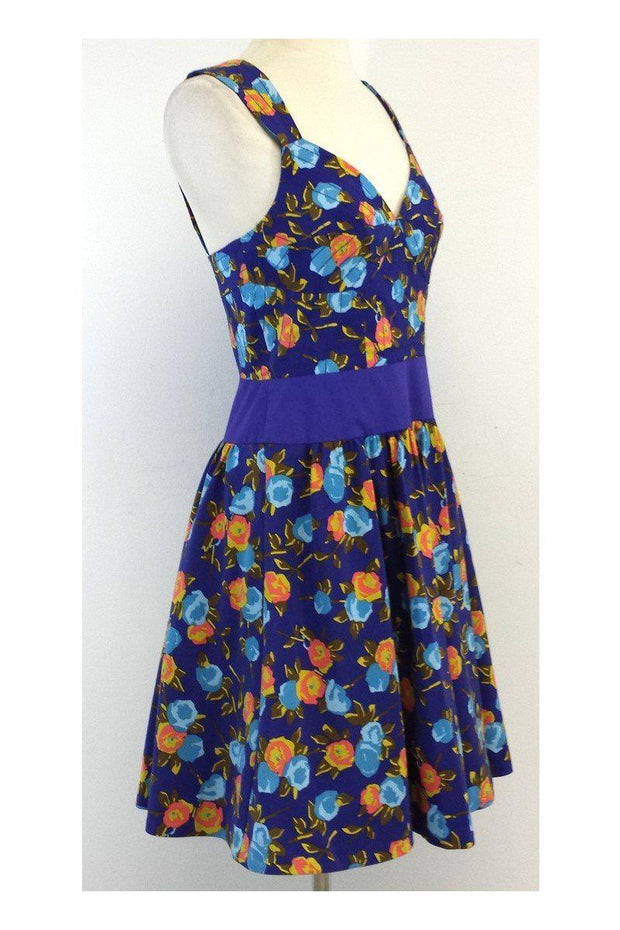 Current Boutique-Plenty by Tracy Reese - Blue Floral Cotton Dress Sz 2