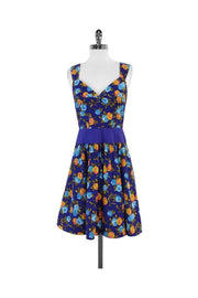 Current Boutique-Plenty by Tracy Reese - Blue Floral Cotton Dress Sz 8