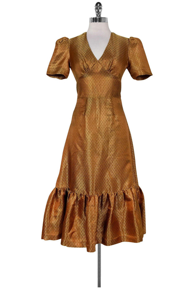 Current Boutique-Plenty by Tracy Reese - Brown & Gold Dress Sz XS