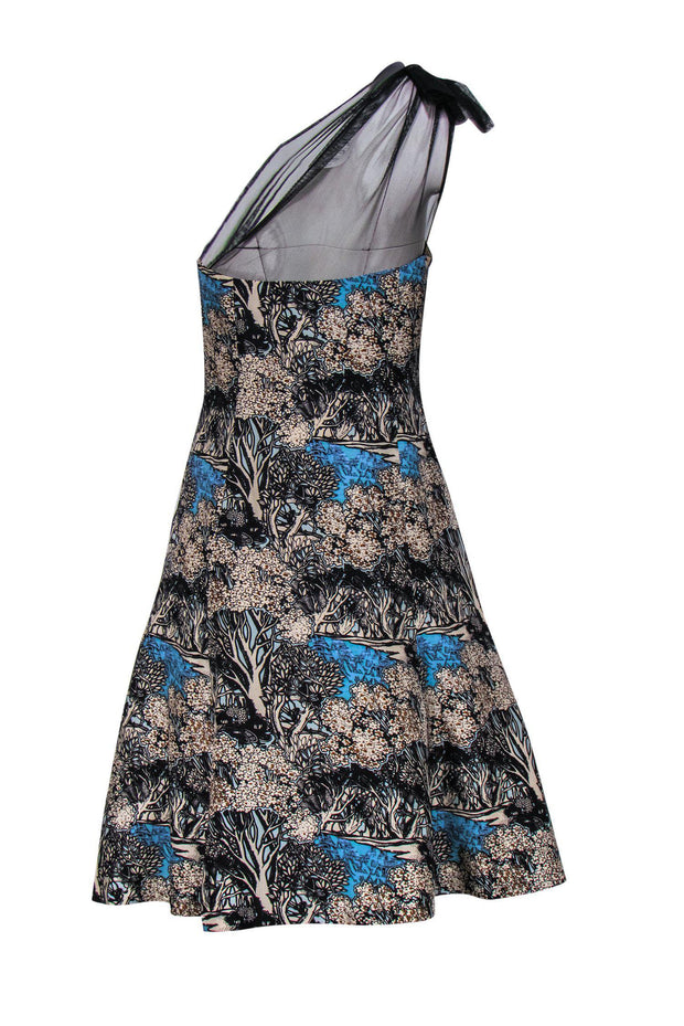 Current Boutique-Plenty by Tracy Reese - Forest Print Tea Length Gown w/ Tulle Shoulder Sz 6