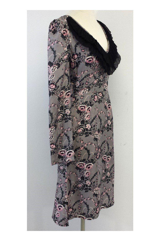 Current Boutique-Plenty by Tracy Reese - Grey Stripe & Floral Dress Sz 4