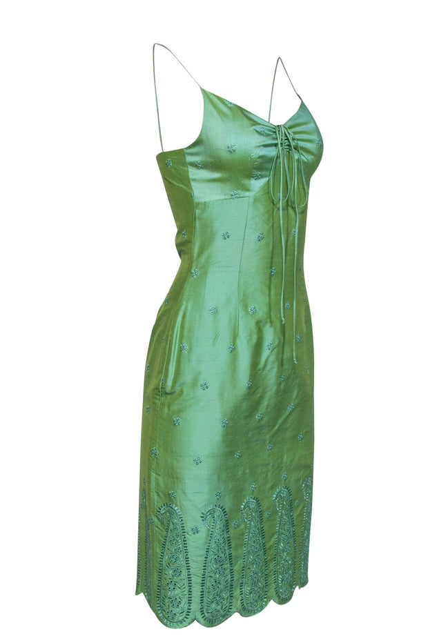Current Boutique-Plenty by Tracy Reese - Light Green Silk Shimmer Dress w/ Eyelet Design Sz XS