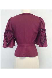 Current Boutique-Plenty by Tracy Reese - Maroon Linen Top Sz 4