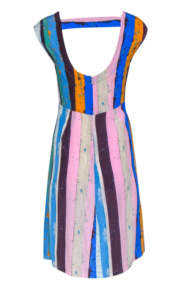 Current Boutique-Plenty by Tracy Reese - Multicolor Striped Silk Cowl Neck Dress Sz 4