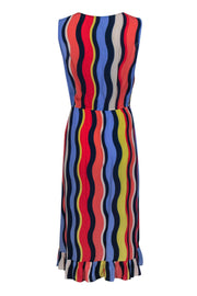Current Boutique-Plenty by Tracy Reese - Multicolored Wavy Striped Sleeveless Midi Dress Sz L