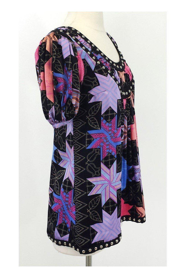 Current Boutique-Plenty by Tracy Reese - Print Blouse w/ Stud Detail Sz S