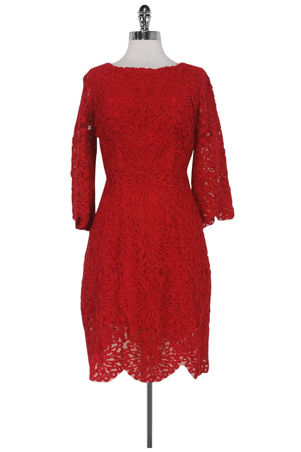 Current Boutique-Plenty by Tracy Reese - Red Embroidered Dress Sz 0