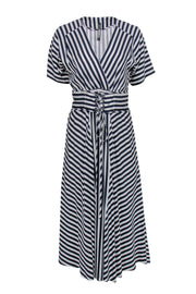 Current Boutique-Plenty by Tracy Reese - White & Navy Striped Short Sleeve Maxi Dress Sz S