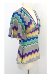 Current Boutique-Plenty by Tracy Reese - Zig Zag Print Silk Top w/ Cutout Back Sz 2